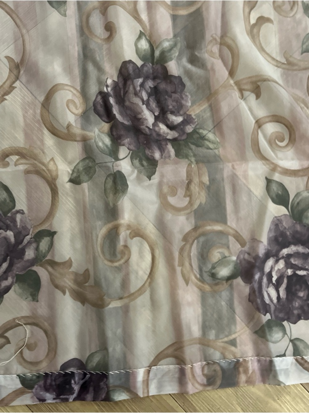 CROSCILL is Chambord Cassis Rose Purple Floral 60x260 Semi Sheer Drapery Scarf